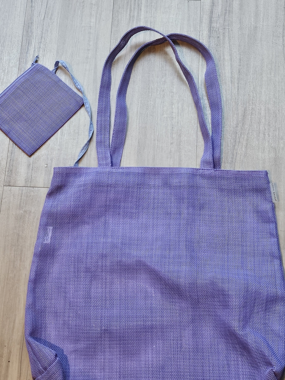 Eddie Bauer Purple Woven Mesh Tote Bag with Wristlet